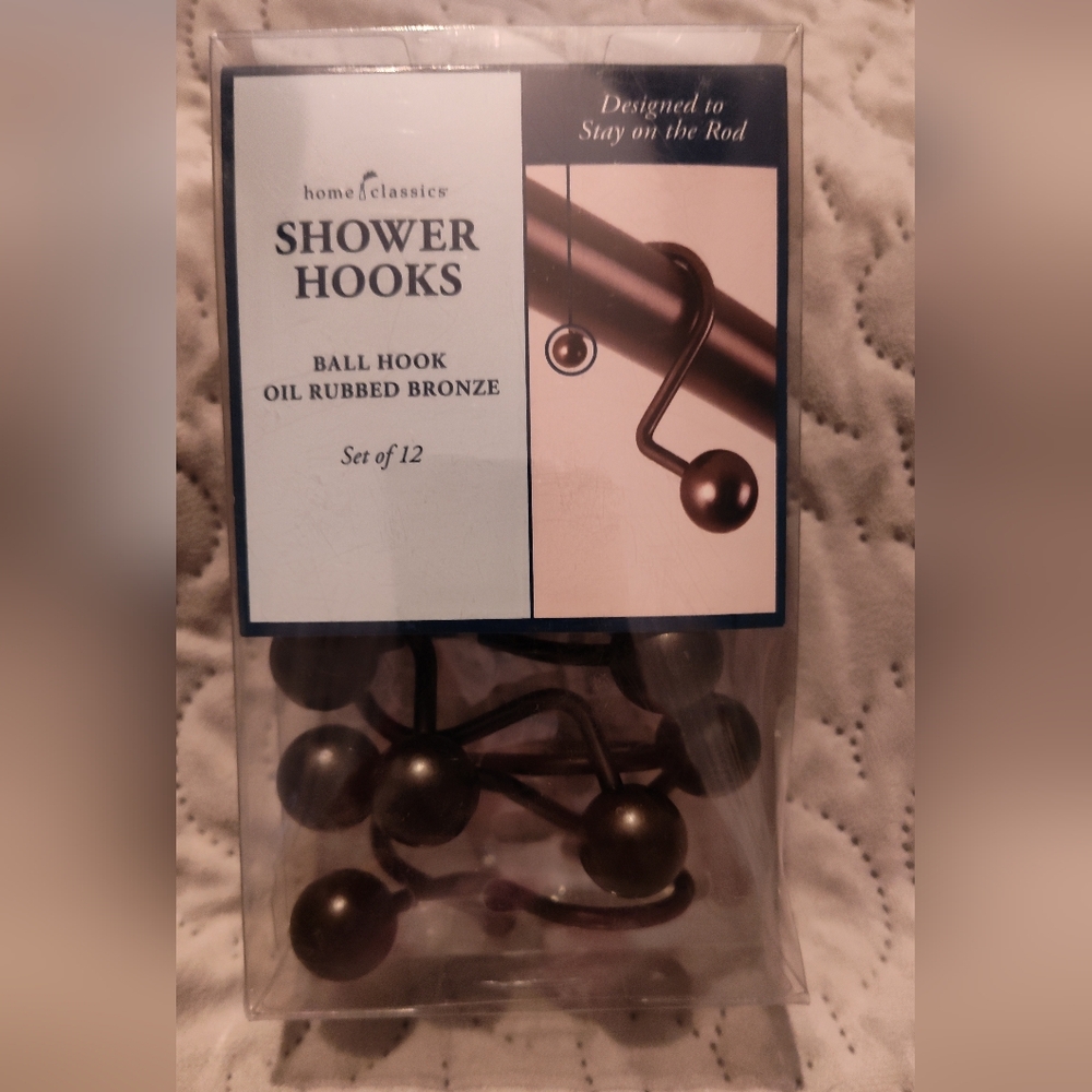 NWT! Home Classics Shower Hooks (12ct)